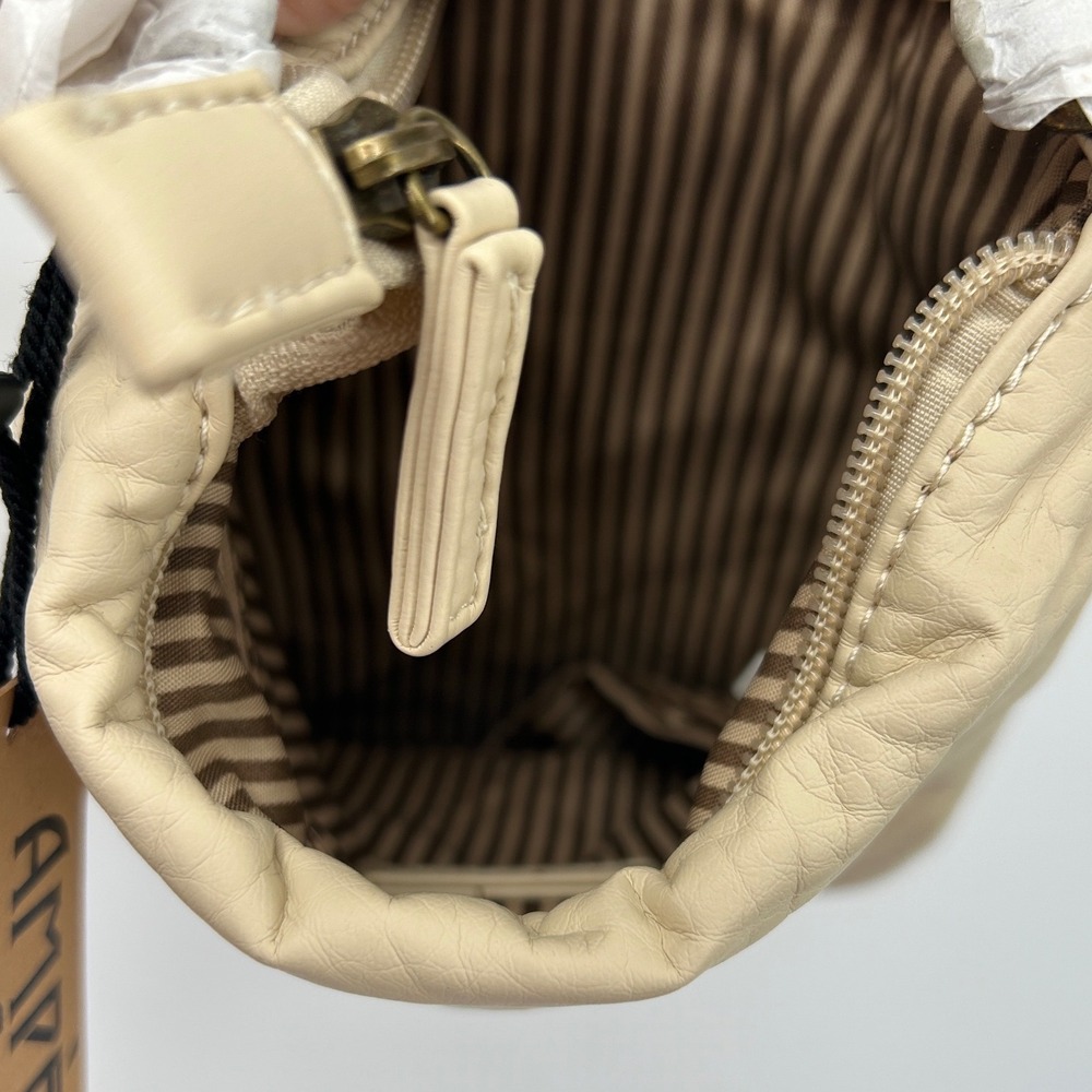 Ampere Creations Taupe Vegan Leather Crossbody Bag Multi Zip Boho C130 NEW - Picture 6 of 7